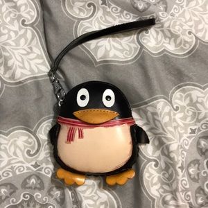 Handmade leather penguin coin purse